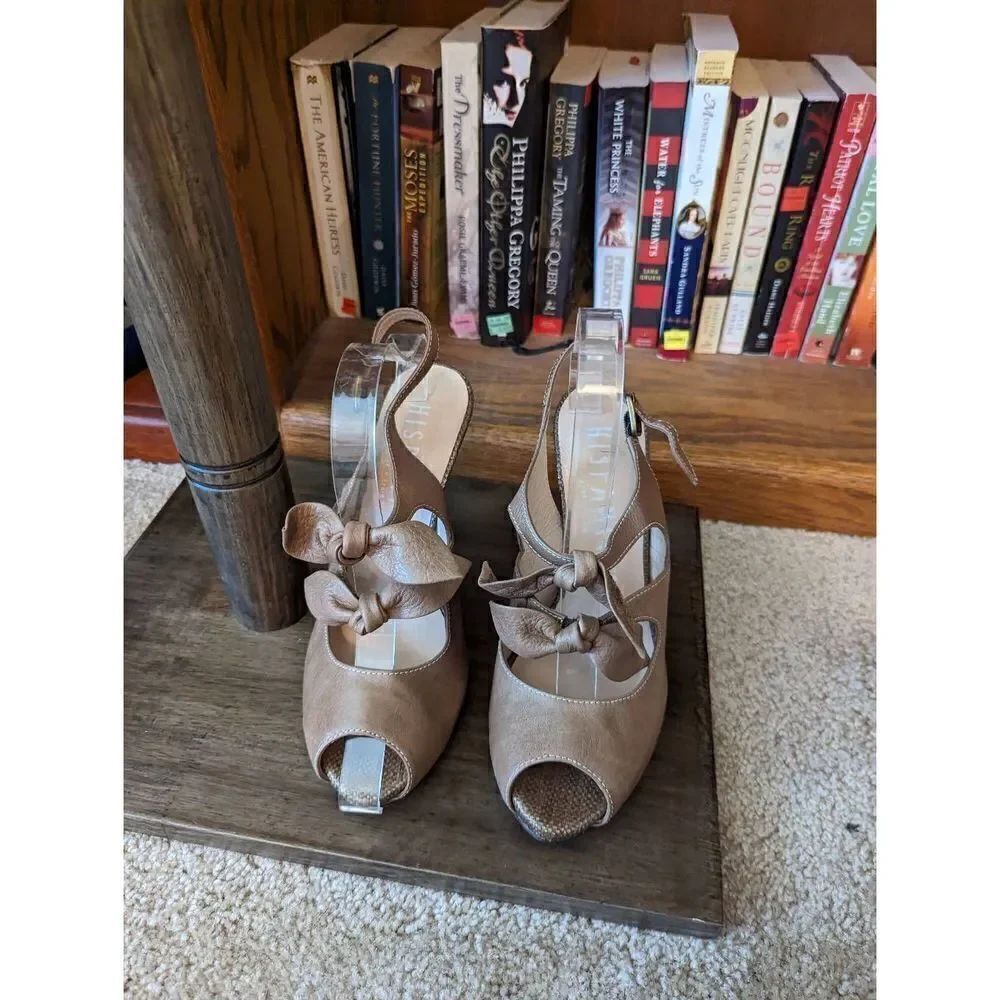 Hispanitas tan leather peeptoe slingbacks sz 40 new no box